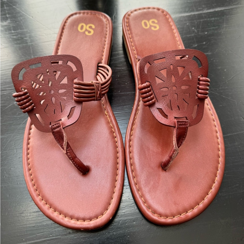 Sandals Brown Thong Slip So Flip Flop Sandals by So.  Size 8